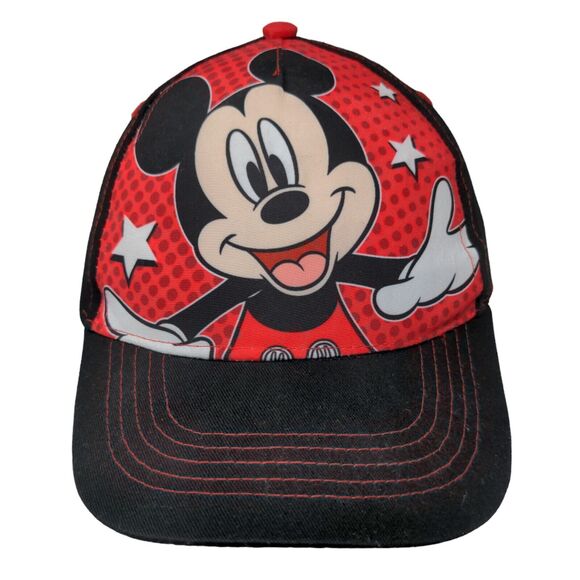 Disney Mickey Mouse Boy's Snapback Hat Black Red OSFA Graphic Logo - Picture 1 of 9
